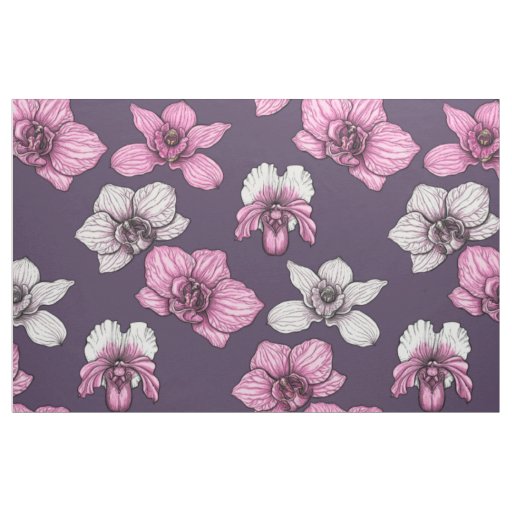 Pink orchid flowers fabric
