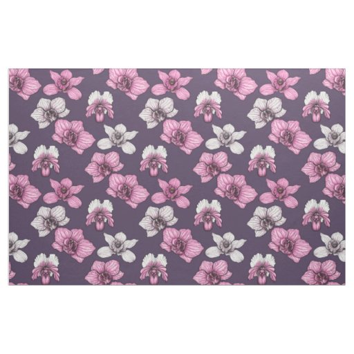 Pink orchid flowers fabric