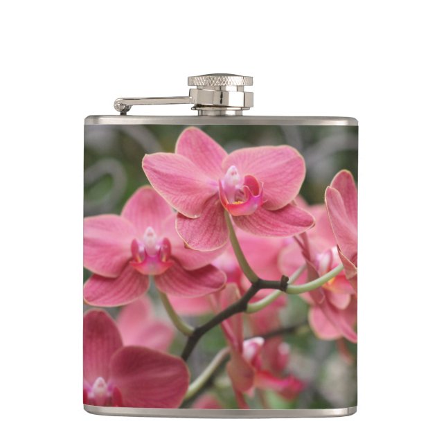 Pink Orchid flowers Flask (Front)