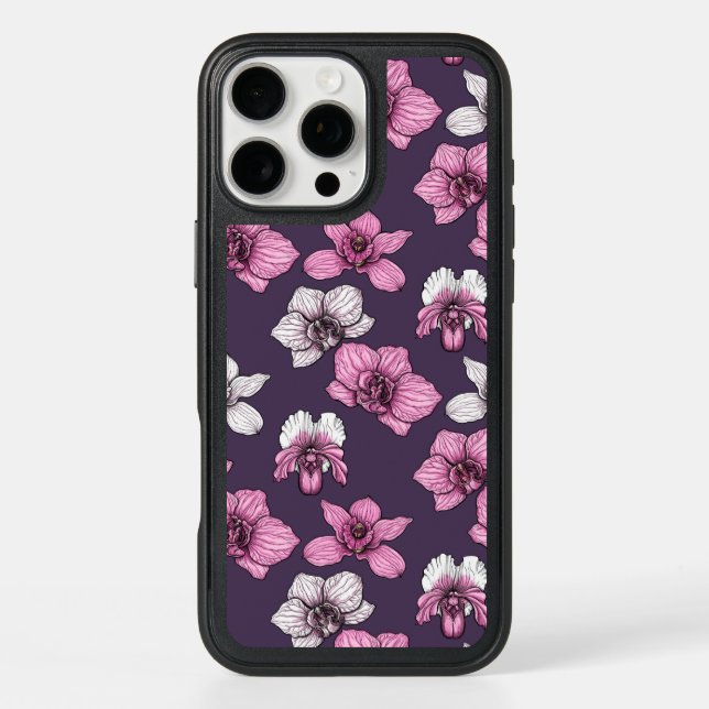 Pink orchid flowers otterbox iPhone case (Back)