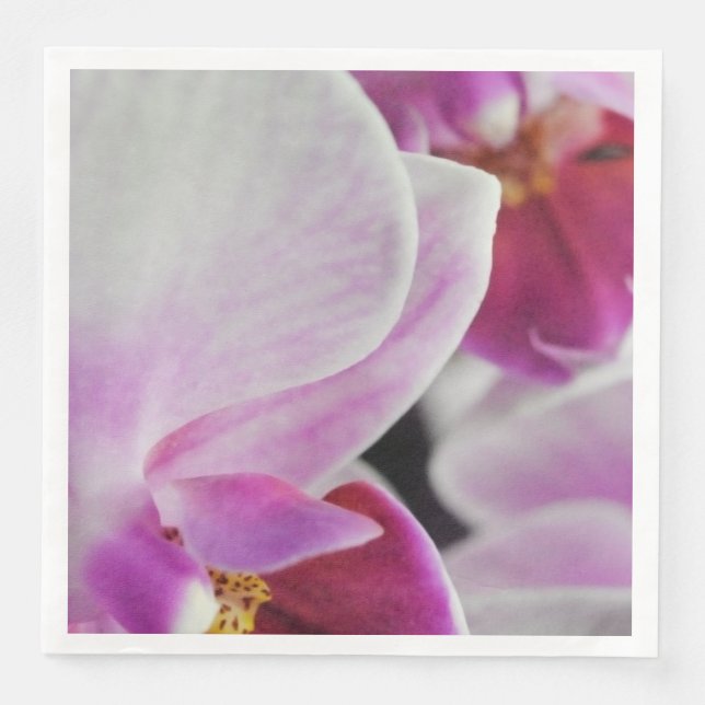 Pink Orchid Flowers Paper Dinner Napkins (Front)