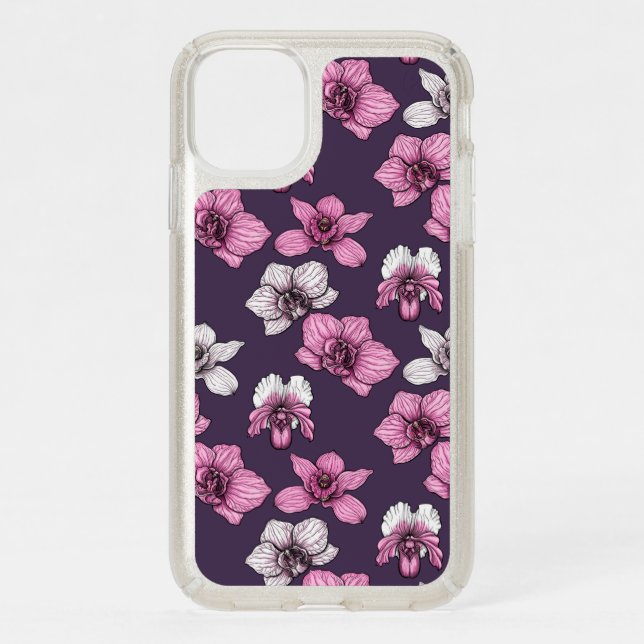 Pink orchid flowers speck iPhone 11 case (Front)