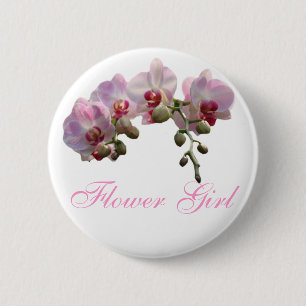 pink orchid flowers wedding button