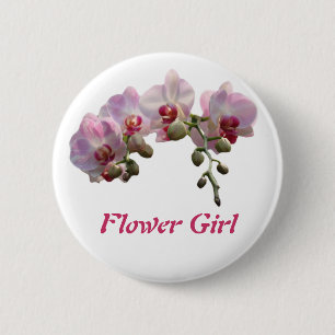 pink orchid flowers wedding button