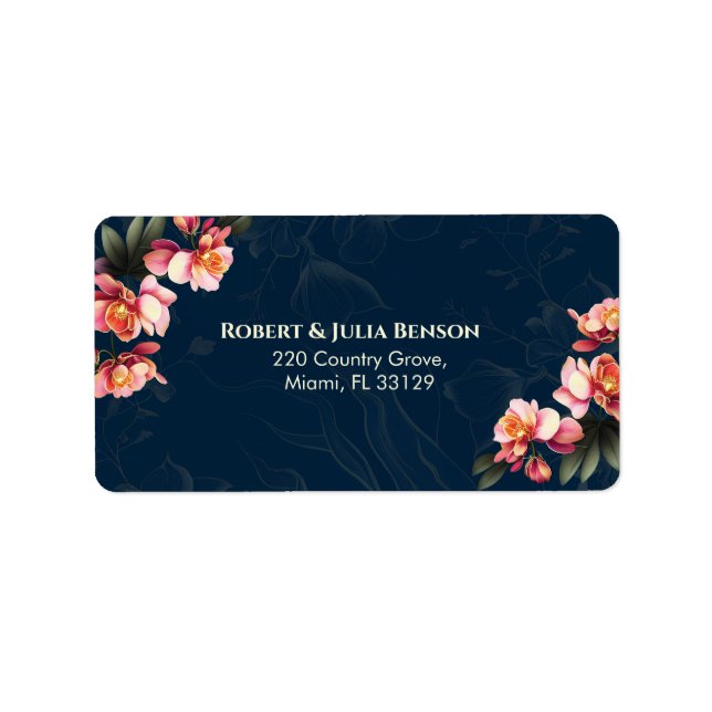 Pink Orchid Flowers | Wedding | Return Address Lab Label (Front)