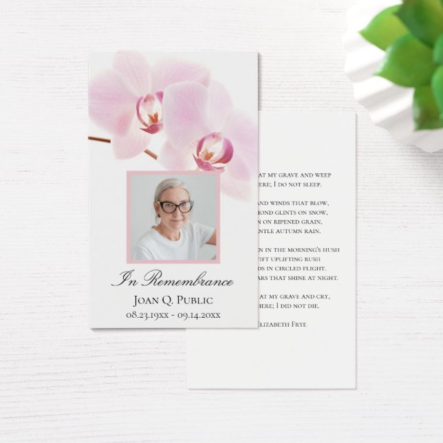 Pink Orchid Flowers White Funeral Memorial Prayer (Desk)