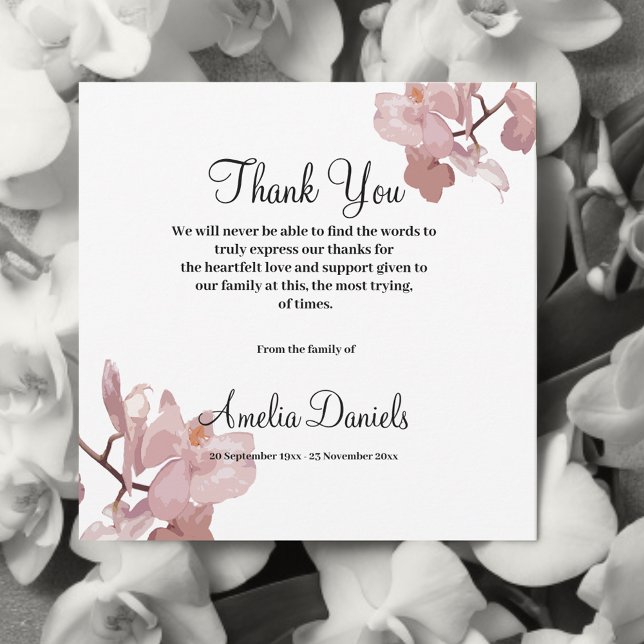 Pink Orchid Funeral Thank You Card (Creator Uploaded)