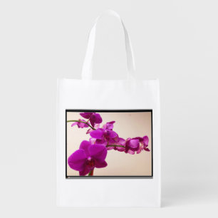 Pink orchid  grocery bag