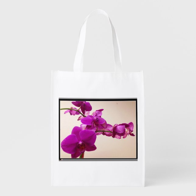 Pink orchid  grocery bag (Front)