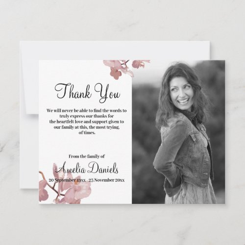 Pink Orchid In Memory Thank You Card