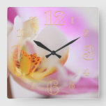 Pink Orchid Macro Wall Clock at Zazzle