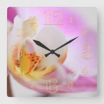 Pink Orchid Macro Wall Clock by The_Clock_Shop at Zazzle