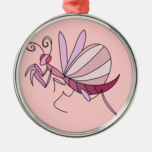 Pink Orchid Mantis Metal Ornament (Front)