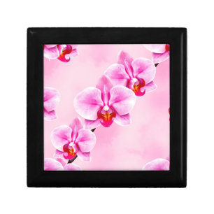 Pink Orchid Pattern Tropical Floral Soft Pastel Gift Box