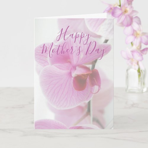 Pink Orchid  Personalized Happy Mothers Day Card