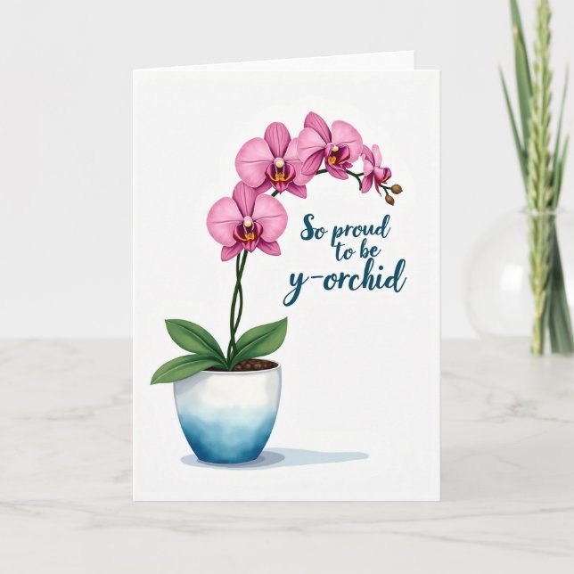 Pink Orchid Pride Floral Card (Front)