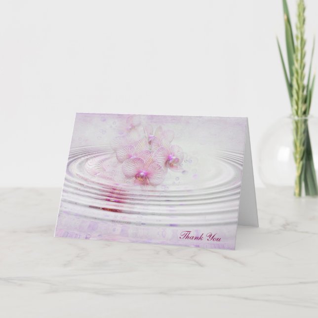 Pink Orchid Ripples thank you Card (Front)