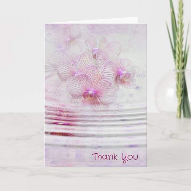 Pink Orchid Ripples Thank You Card (Front)