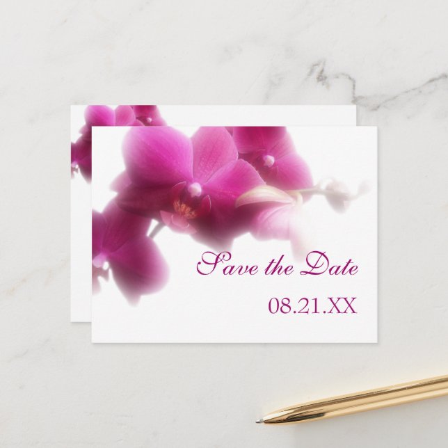 Pink Orchid Save the Date Announcement (Front/Back In Situ)