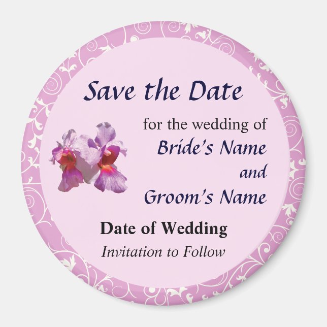 Pink Orchid Save the Date Magnet (Front)