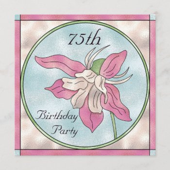 Pink Orchid Stain Glass Effect 75th Birthday Invitation by JK_Graphics at Zazzle
