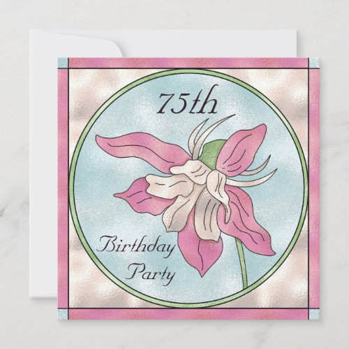 Pink Orchid Stain Glass Effect 75th Birthday Invitation