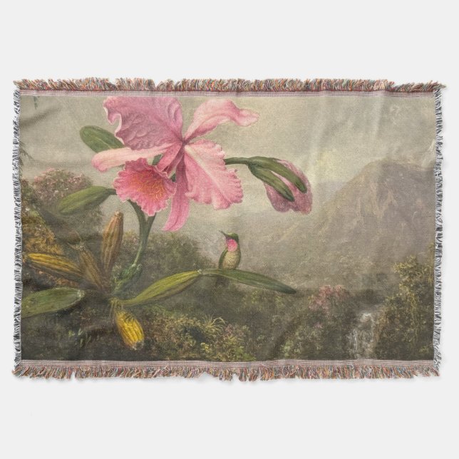 Pink Orchid Throw Blanket (Front)