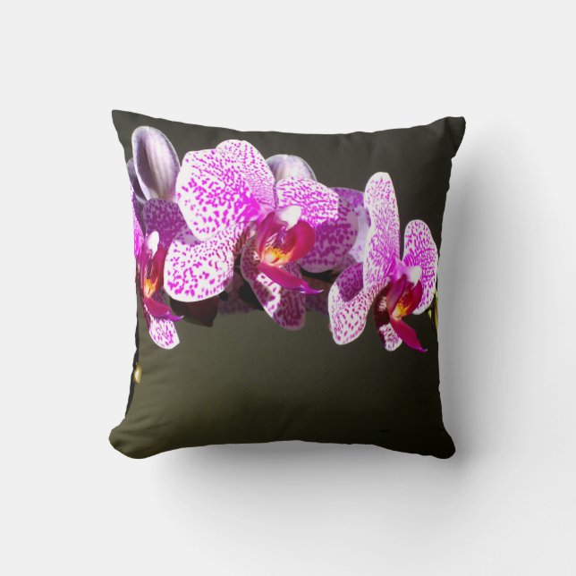 Pink Orchid Throw Pillow (Front)
