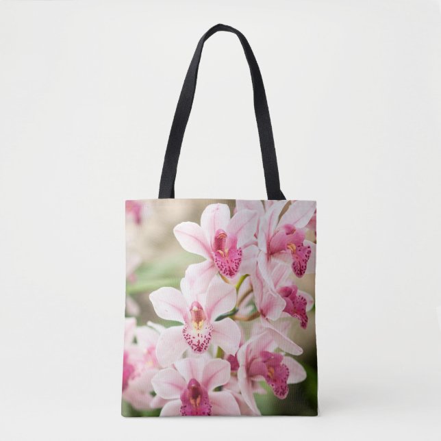 Pink Orchid Tote Bag Reusable (Front)