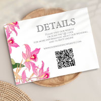 Pink Orchid Tropical Floral Wedding Website QR