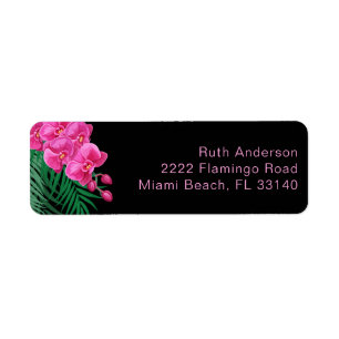 Pink Orchid Tropical Greenery Return Address Label