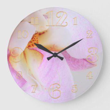 Pink Orchid Wall Clock by The_Clock_Shop at Zazzle