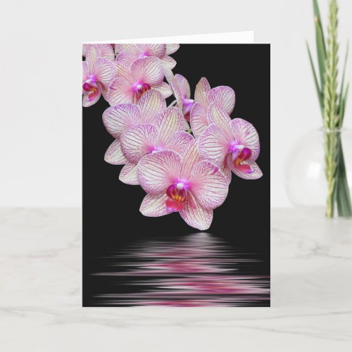 Pink Orchid Water Reflection Sympathy Card
