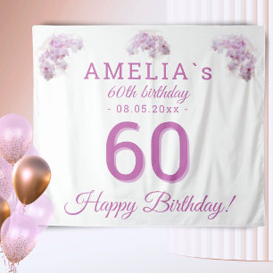 Pink Orchid Watercolor 60th Birthday Backdrop