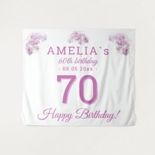 Pink Orchid Watercolor 70th Birthday Backdrop
