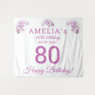 Pink Orchid Watercolor 80th Birthday Backdrop