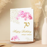 Pink Orchid Watercolor Gold Glitter 70th Birthday Card<br><div class="desc">Pink Orchid Watercolor Gold Glitter 70th Birthday Card. Modern floral 70th birthday card with beautiful pink watercolor orchid and faux gold glitter. Add your name,  age and text inside.</div>
