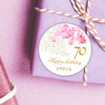 Pink Orchid Watercolor Gold Glitter 70th Birthday Classic Round Sticker<br><div class="desc">Pink Orchid Watercolor Gold Glitter 70th Birthday Stickers. Modern floral 70th birthday stickers with beautiful pink watercolor orchid and faux gold glitter. Add your name and age.</div>