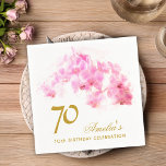 Pink Orchid Watercolor Gold Glitter 70th Birthday Napkins<br><div class="desc">Pink Orchid Watercolor Gold Glitter 70th Birthday Party Napkins. Modern floral 70th birthday napkins with beautiful pink watercolor orchid and faux gold glitter. Add your name and age.</div>