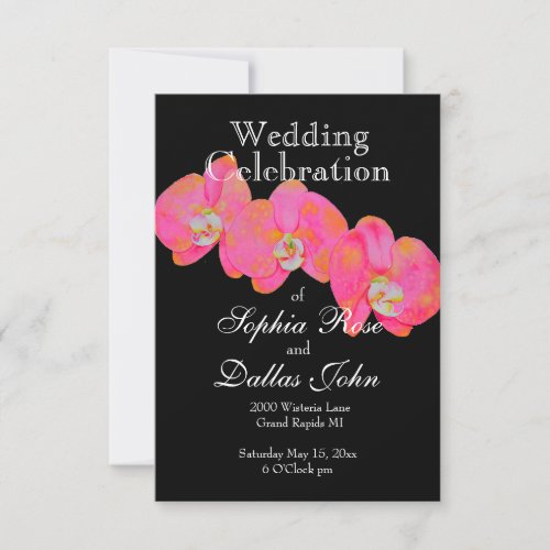 Pink Orchid watercolor painting tropical flowers Invitation