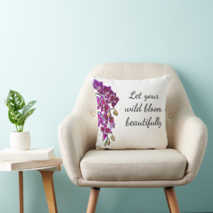 Pink Orchid Watercolor Throw Pillow