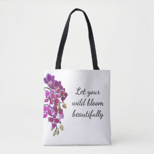 Pink Orchid Watercolor Tote Bag