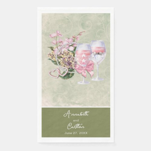 Pink Orchid Watercolor Wedding Paper Napkin