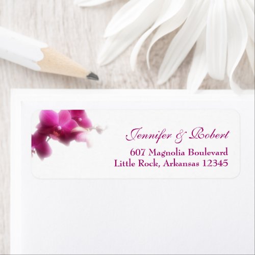 Pink Orchid Wedding Address Return Label