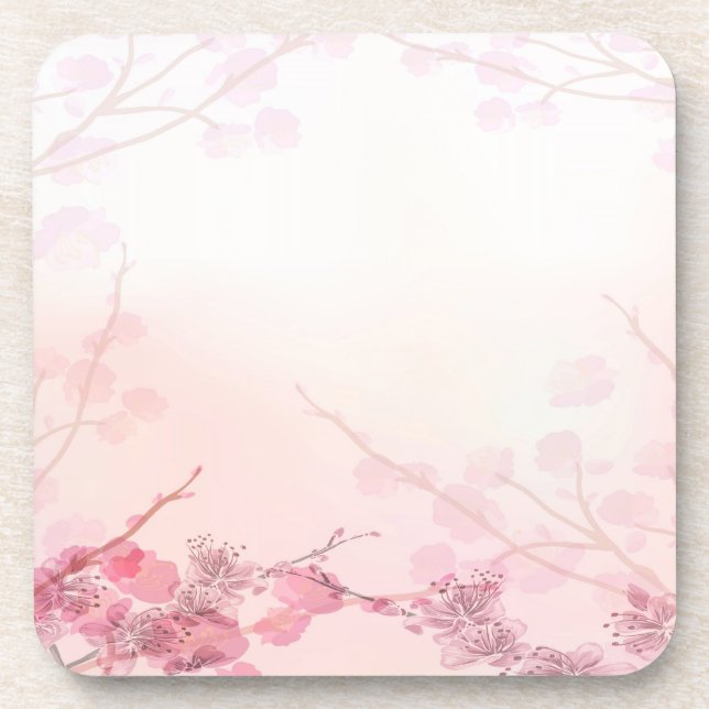 Pink Orchid Wedding Beverage Coaster (Front)
