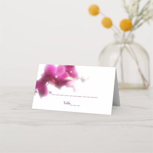 Pink Orchid Wedding Folded Place Card
