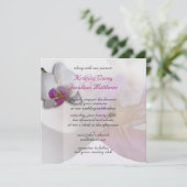 Pink Orchid Wedding Invitation 5.25x5.25 (Standing Front)