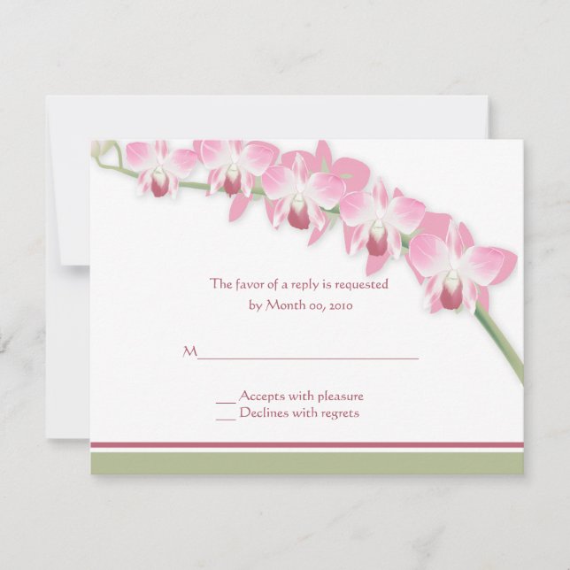 Pink Orchid Wedding RSVP Cards (Front)