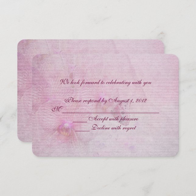 pink orchid wedding RSVP Invitation (Front/Back)