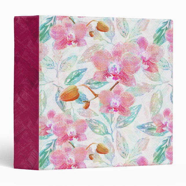 Pink orchids. 3 ring binder (Front/Spine)